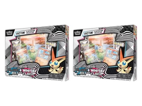 2025 Pokémon Scarlet & Violet Black Bolt/White Flare Unova Victini Illustration Poster Collection Box 2x Lot