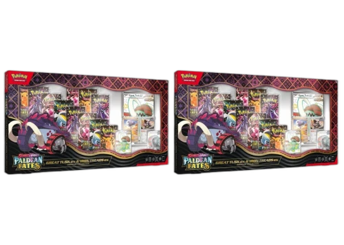 2025 Pokémon Scarlet & Violet Paldean Fates Great Tusk ex & Iron Treads ex Premium Collection Box 2x Lot