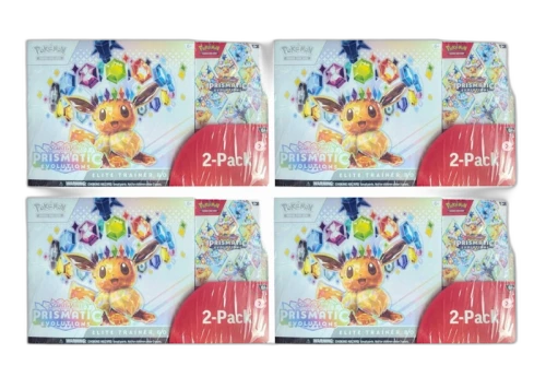 2025 Pokémon Scarlet & Violet Pristmatic Evolutions Elite Trainer Box + Booster Costco Bundle 4x Lot