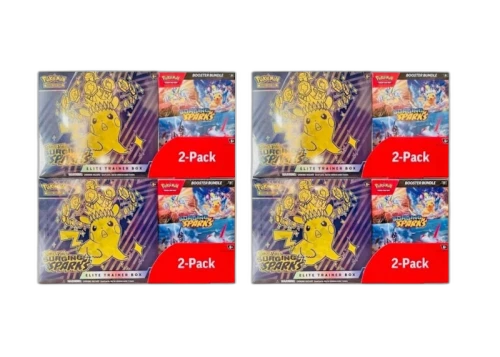 2025 Pokémon Scarlet & Violet Surging Sparks Elite Trainer Box & Booster Bundle Costco 2-Pack 4x Lot