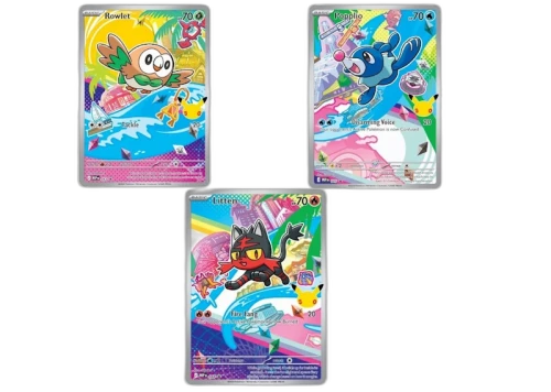 2026 Pokémon Mega Evolution First Partner Illustration Collection Series 1 Generation 7 First Partner Collection Set of 3 ( Rowlet/ Litten/ Popplio) Ungraded