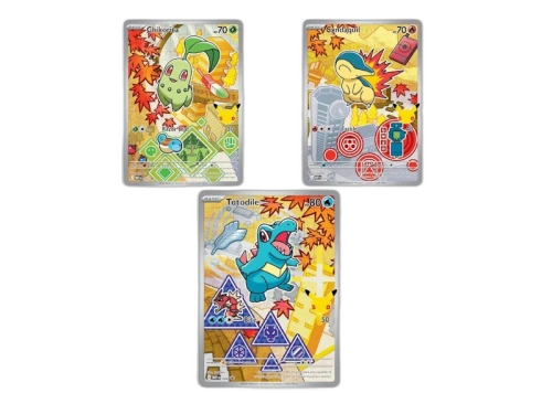 2026 Pokémon Mega Evolution First Partner Illustration Collection Series 2 Generation 2 First Partner Collection Set of 3 (Chikorita/ Cyndaquil/ Totodile) Ungraded