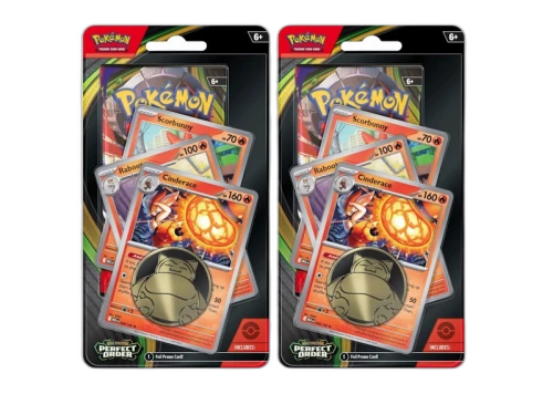 2026 Pokémon Mega Evolution Perfect Order Cinderace Raboot Scorbunny Premium Checklane Pack 2x Lot