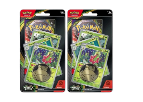 2026 Pokémon Mega Evolution Perfect Order Meganium Bayleed Chikorita Premium Checklane Pack 2x Lot