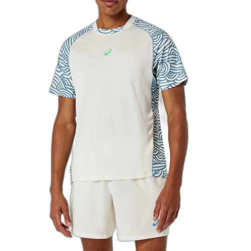 ASICS PADEL Tennis Tops Men's Cream/Saba Blue Crew Neck Moderate