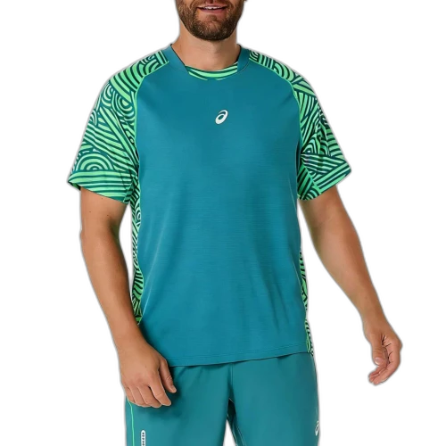 ASICS PADEL Tennis Tops Men's Mist Pine/Vibrant Green Crew Neck Moderate
