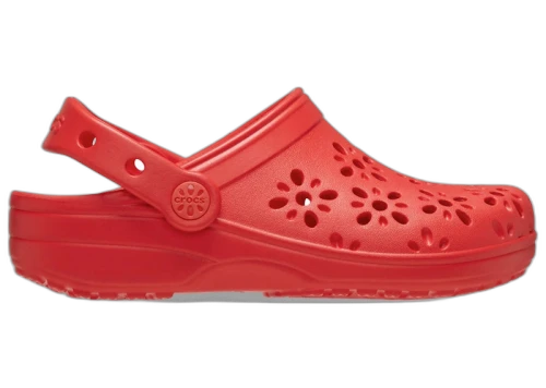 Crocs Classic Floral Cut-Out Clog Cherry Red (Kids)