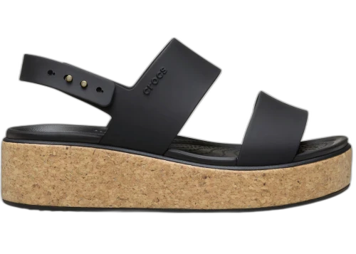 Crocs Brooklyn Low Wedge Cork Sandal Triple Black (Women's)