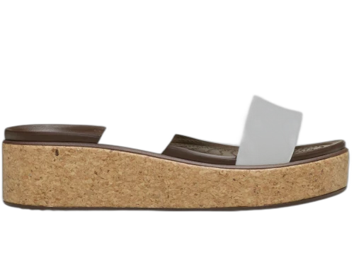 Crocs Brooklyn Low Wedge Cork Sandal Chalk (Women's)