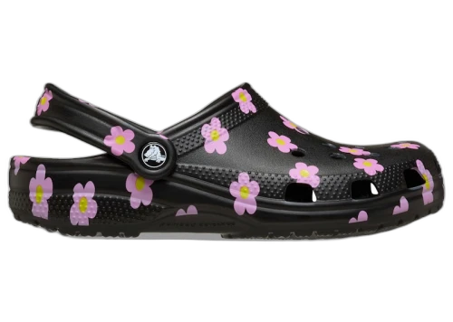 Crocs Classic Flower Clog Black (Kids)
