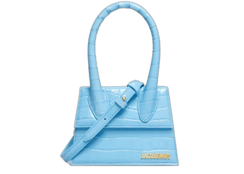 Jacquemus Le Chiquito Moyen Signature Handbag Croco Embossed Gradient Blue