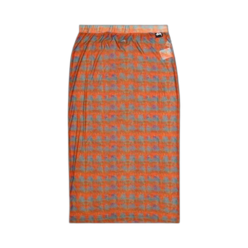 Stussy Printed Plaid Mesh Tube Skirt 'Red'