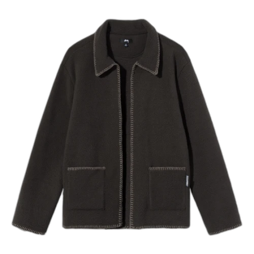 Stussy Woodsy Blanket Stitch Fleece Jacket 'Black'