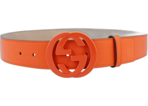 Gucci Interlocking G Leather Belt Deep Orange
