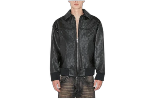 MISBHV Monogram Embossed Bandit Leather Jacket 'Black'