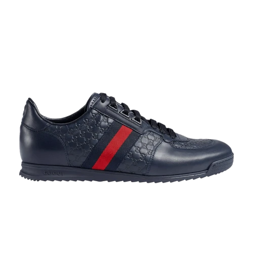 Gucci Leather Web Sneaker 'Blue'