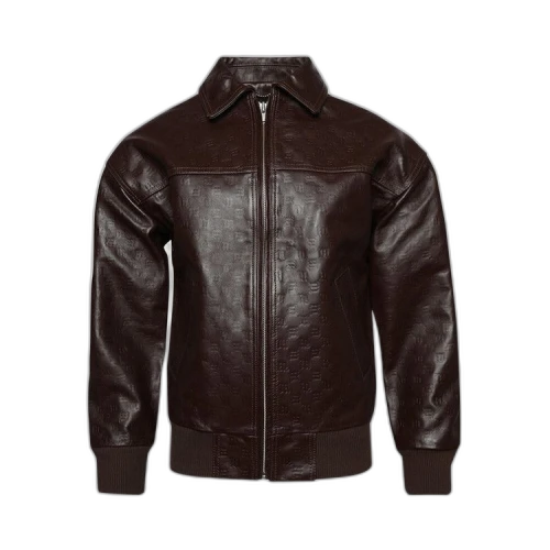 MISBHV Monogram Embossed Bandit Leather Jacket 'Brown'