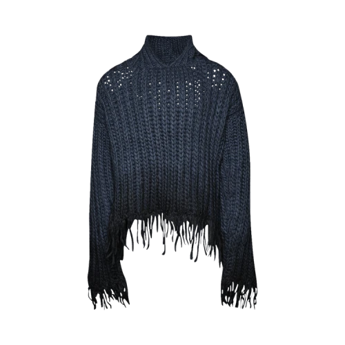 MISBHV Coated Bulky Knitted Hoodie 'Denim Blue'