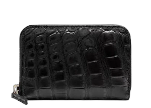 Gucci Zip Around Card Case Crocodile Black