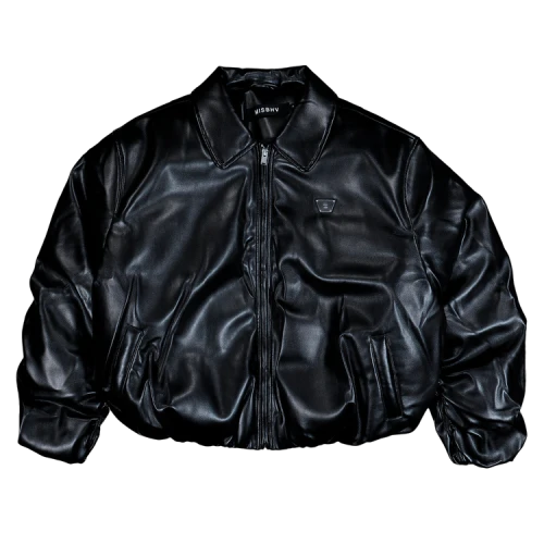 MISBHV Faux Leather Puffer Bomber Jacket 'Black'
