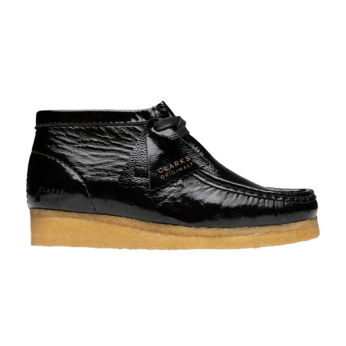 Clarks Wallabee Boot 'Black Crinkled Patent' (Women's)