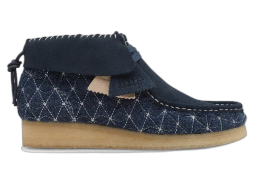 Clarks Originals Wallabee Boot Navy Sashiko Suede (Women's)
