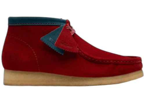 Clarks Originals Wallabee Boot Dark Red Suede Blue