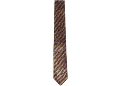 Dries Van Noten Floral Stripe Silk Tie Ocra