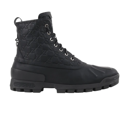 Gucci Guccissima Lace Up Duck Boot 'Black'