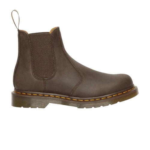 Dr. Martens 2976 Yellow Stitch Crazy Horse Leather Chelsea Boots 'Dark Brown'