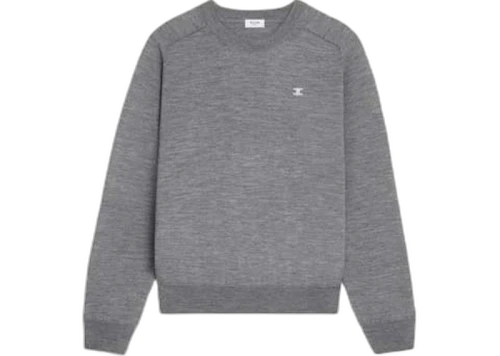 Celine Triomphe Crew Neck Wool Sweater Medium Grey