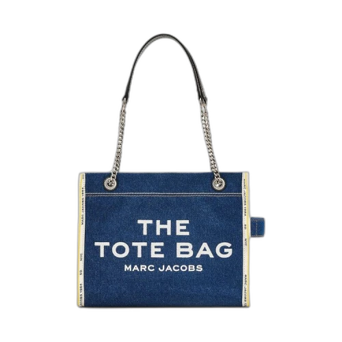 Marc Jacobs The Denim Chain Medium Tote Dark Wash