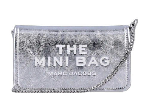 Marc Jacobs The Metallic Leather Chain Mini Bag Silver