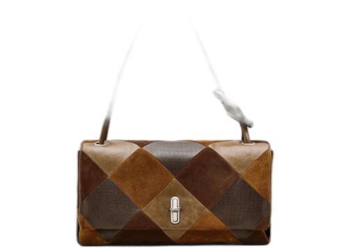 Marc Jacobs The Large Shoulder Suede Patchwork Dual Bag Brown Mutlii