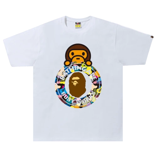 BAPE Multi Camo Milo Busy Works Tee 'White'