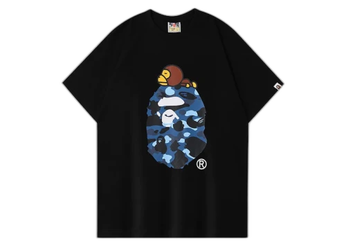 BAPE A Bathing Ape Color Camo Milo On Big Ape Tee Black/Navy