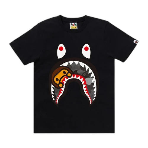 BAPE Grid Camo Milo Shark Tee 'Black/Black'