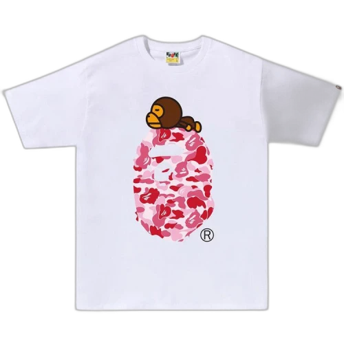 BAPE ABC Camo Milo On Big Ape Tee 'White/Pink'