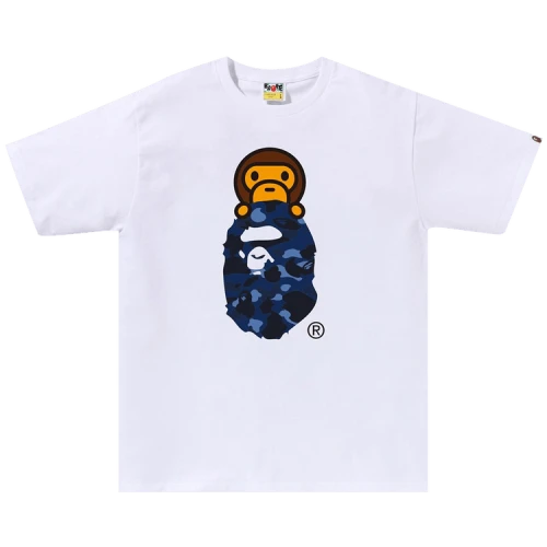 BAPE Color Camo Milo On Ape Head Tee 'White/Navy'