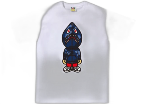 BAPE Color Camo Classic Milo Shark Tee White/Navy