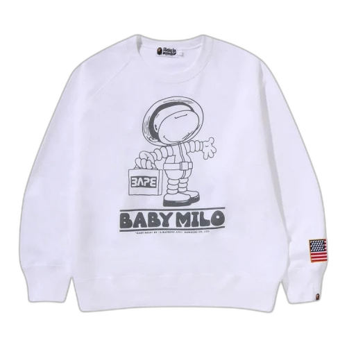 BAPE Astronauts Milo Relaxed Fit Crewneck Sweatshirt 'White'