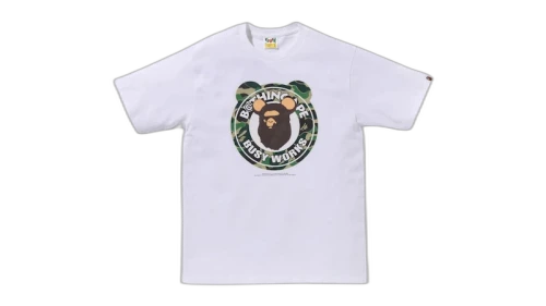 BAPE x Medicom Toy ABC Camo Bear Milo On Bape Tee White