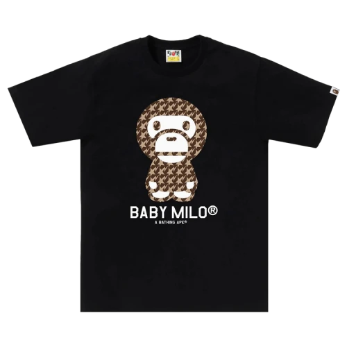BAPE Sta Houndstooth Baby Milo Tee 'Black/Beige'