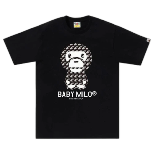 BAPE Sta Houndstooth Baby Milo Tee 'Black/Black'