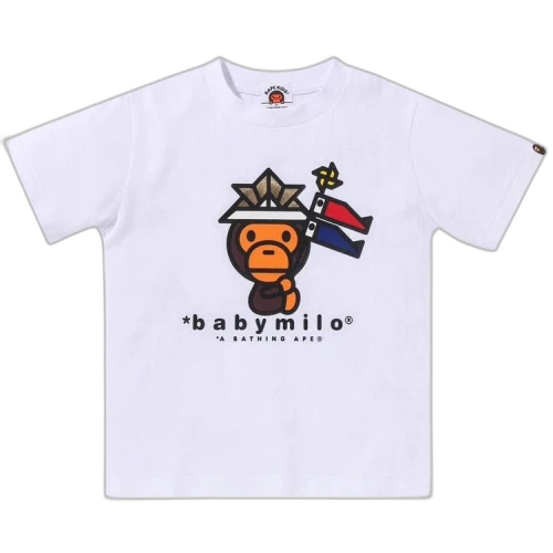 BAPE Kids Kabuto Baby Milo Friends Tee 'White'