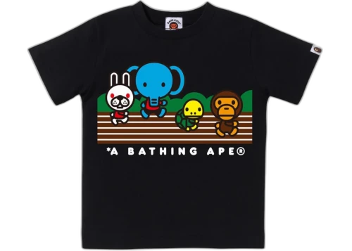 BAPE Kids Baby Milo Friends Foot Race Tee Black