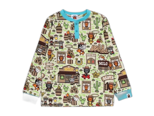 BAPE Kids Baby Milo Western Pattern L/S Tee Multicolor
