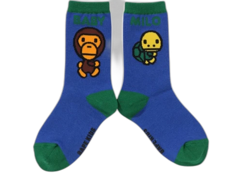 BAPE Kids Baby Milo Friends Foot Race Socks Blue