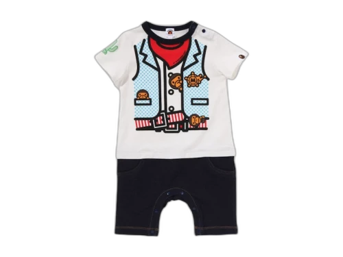 BAPE Kids Baby Milo Sheriff Vest Print Rompers Multicolor