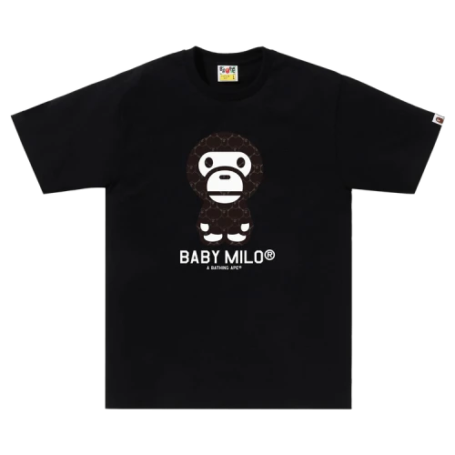 BAPE College Monogram Baby Milo Tee 'Black/Black'